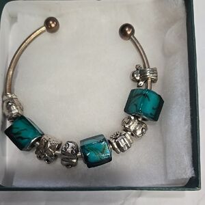 Silver and Blue Turquoise Charm Bracelet